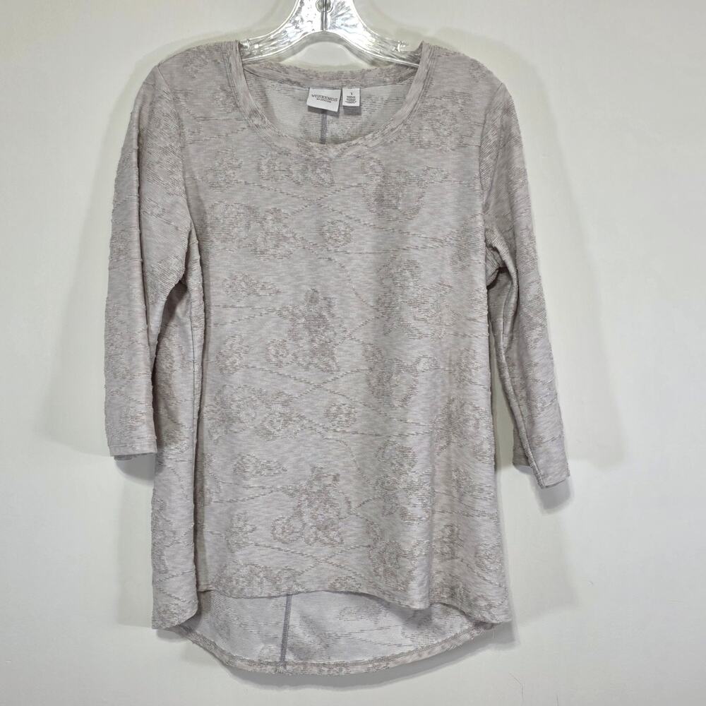 Weekend's by Chico's Womens Raised Textured Pattern Blouse Size Medium